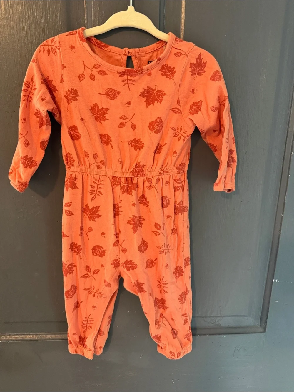 Old Navy Orange Leaf-Print Baby One-Piece